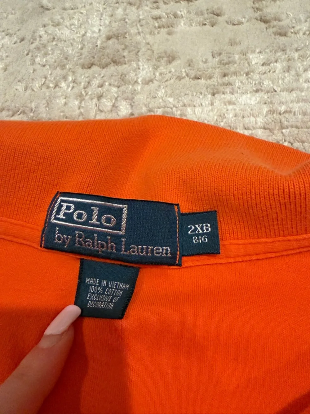 Polo Ralph Lauren Orange Polo Shirt Mens 2XB Big Classic Fit Short Sleeve